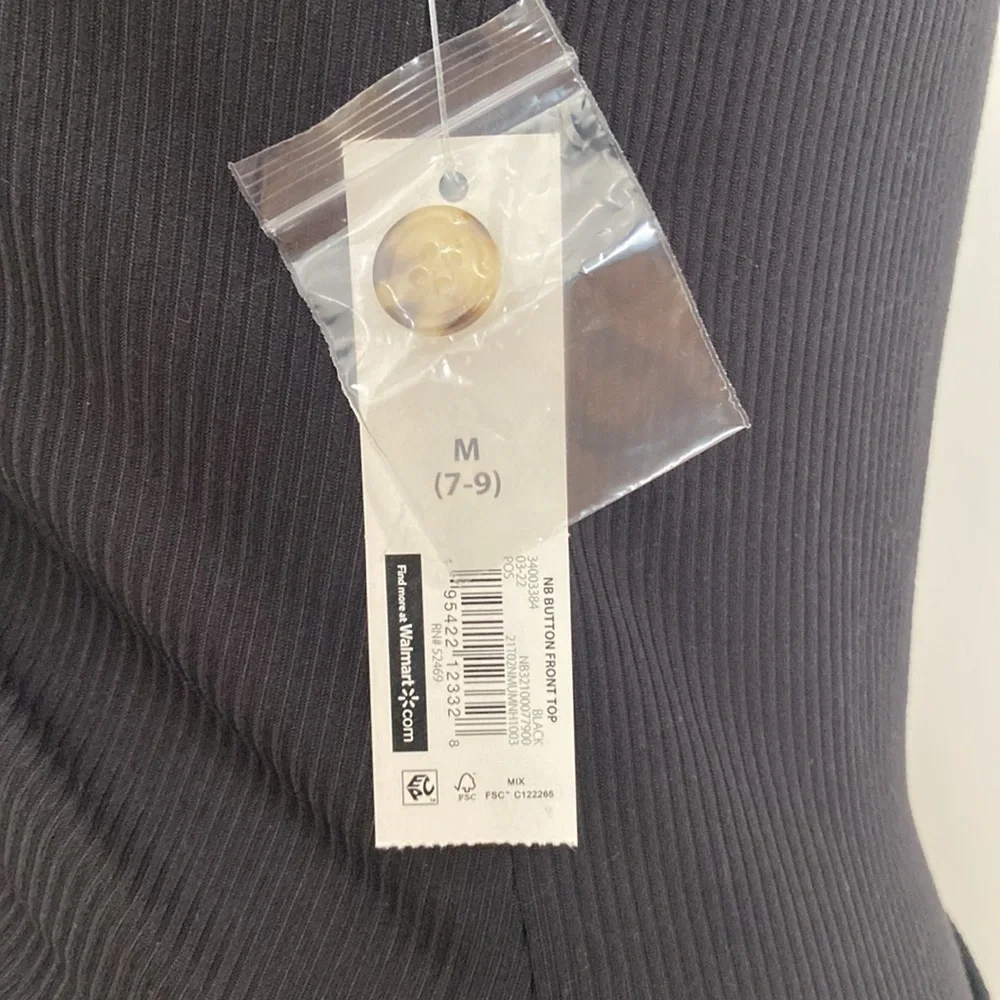 Black Light Knit Top with Button Details and Collared V-Neck​ - Picture 7 of 8